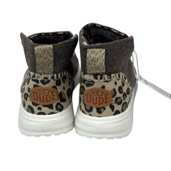 Hey Dude Grey & Leopard Print High Top Slip-On Casual Shoe Women 7 NWT - Picture 3 of 6